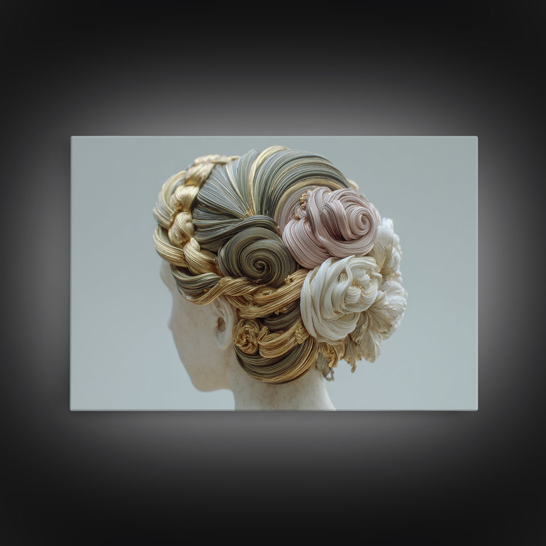 Braided Hairstyle Study Framed Canvas Print, Hair Salon Art, Black Art, Living Room Decor, Fine Art, Style, Black Girl Art, HSA-3x2-15