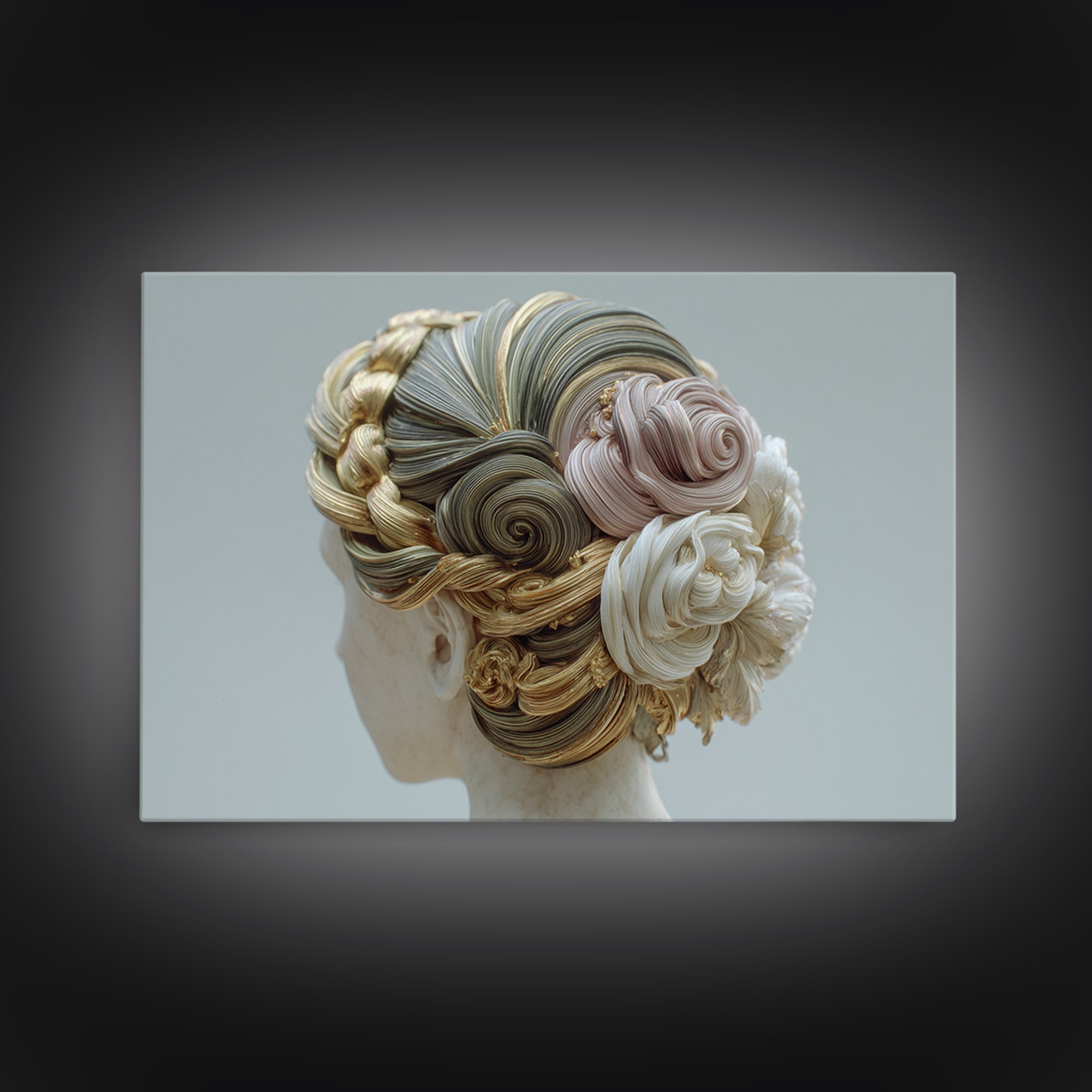 Braided Hairstyle Study Framed Canvas Print, Hair Salon Art, Black Art, Living Room Decor, Fine Art, Style, Black Girl Art, HSA-3x2-15