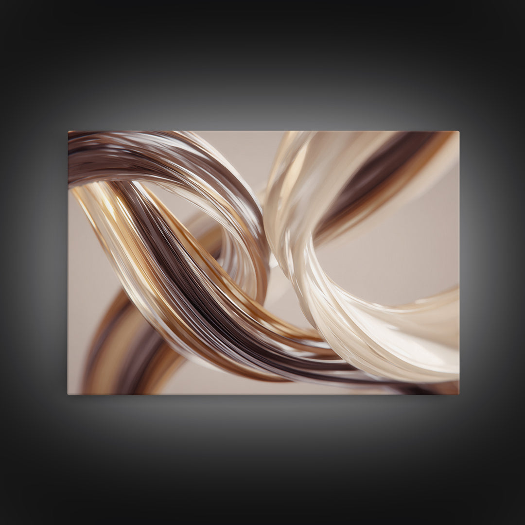 Hair Strands Turning into Abstract Ribbons Framed Canvas Print, Hair Salon Art, Digital Download Art, Living Room Decor, Style, HSA-3x2-25