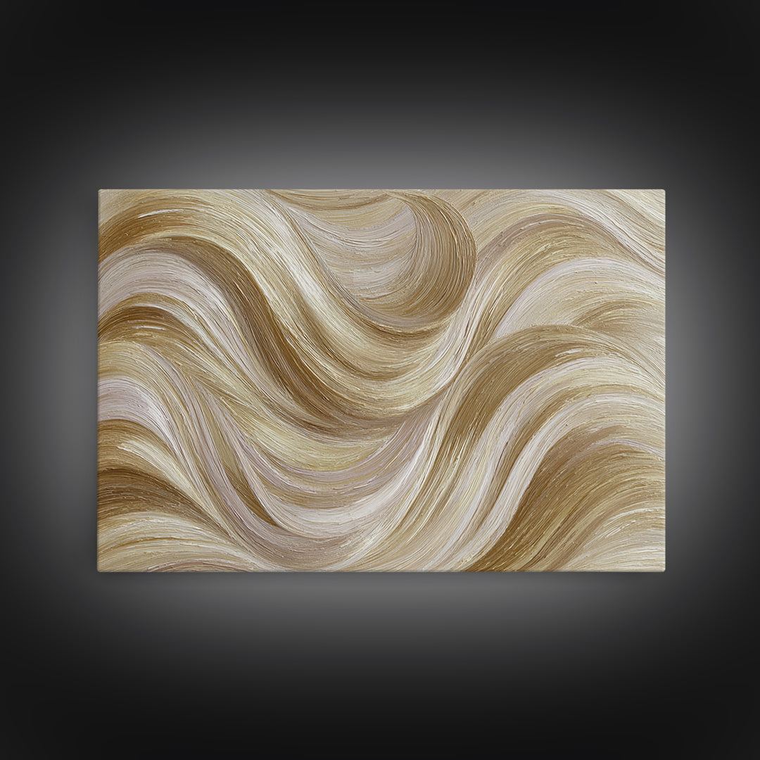 Abstract Hair Strands Forming Elegant Waves Framed Canvas Print, Hair Salon Art, Hairstylist, Living Room Decor, Abstract Art, HSA-3x2-31