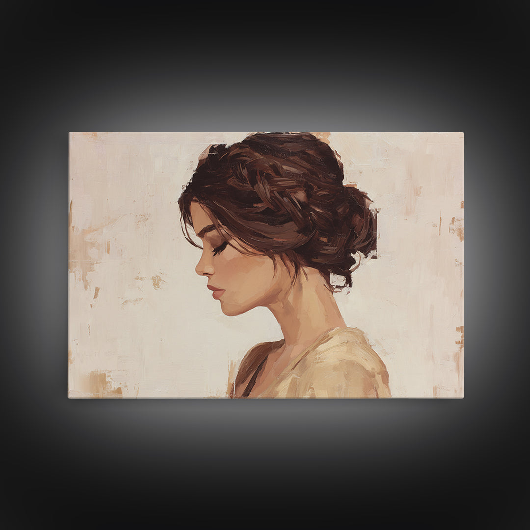 Braided Hairstyle Study Framed Canvas Print, Hair Salon Art, Gallery Decor, Living Room Decor, Fine Art, Style, Wall Art, HSA-3x2-39