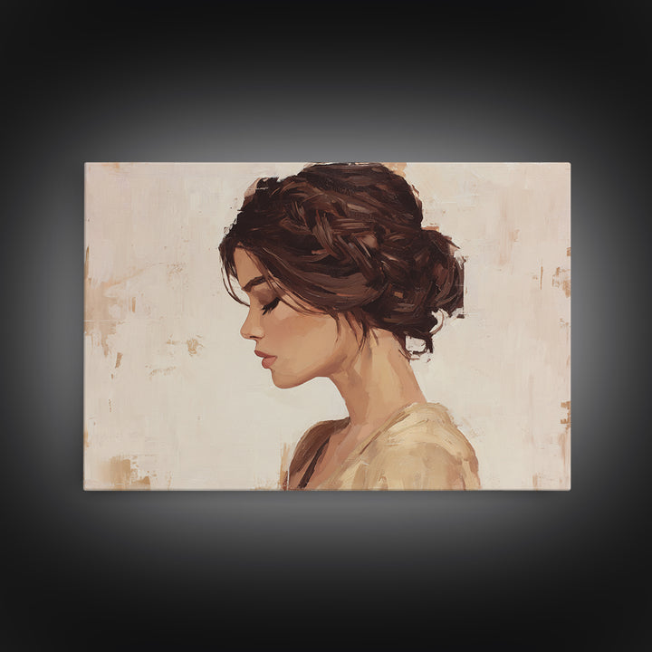 Braided Hairstyle Study Framed Canvas Print, Hair Salon Art, Gallery Decor, Living Room Decor, Fine Art, Style, Wall Art, HSA-3x2-39