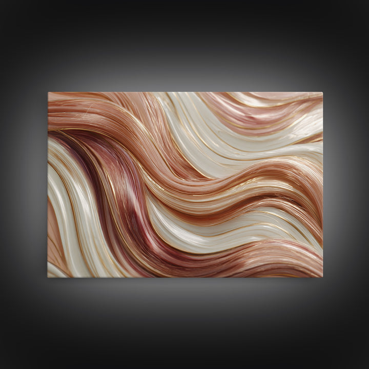 Abstract Hair Strands Forming Elegant Waves Framed Canvas Print, Hair Salon Art, Living Room Decor, Abstract Art, Style, HSA-3x2-55
