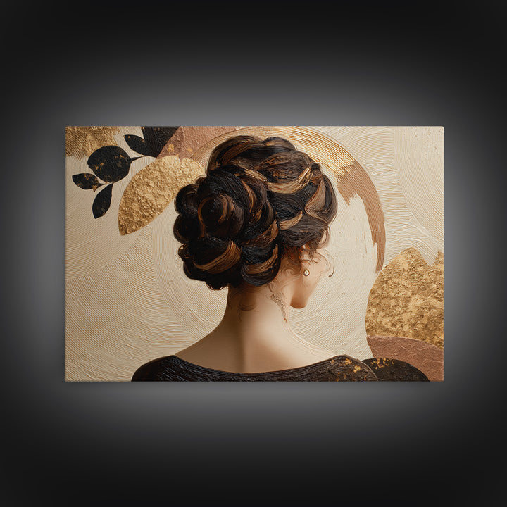 Braided Hairstyle Study Framed Canvas Print, Hair Salon Art, Black Wall Art, Living Room Decor, Style, Afrocentric Art, HSA-3x2-63