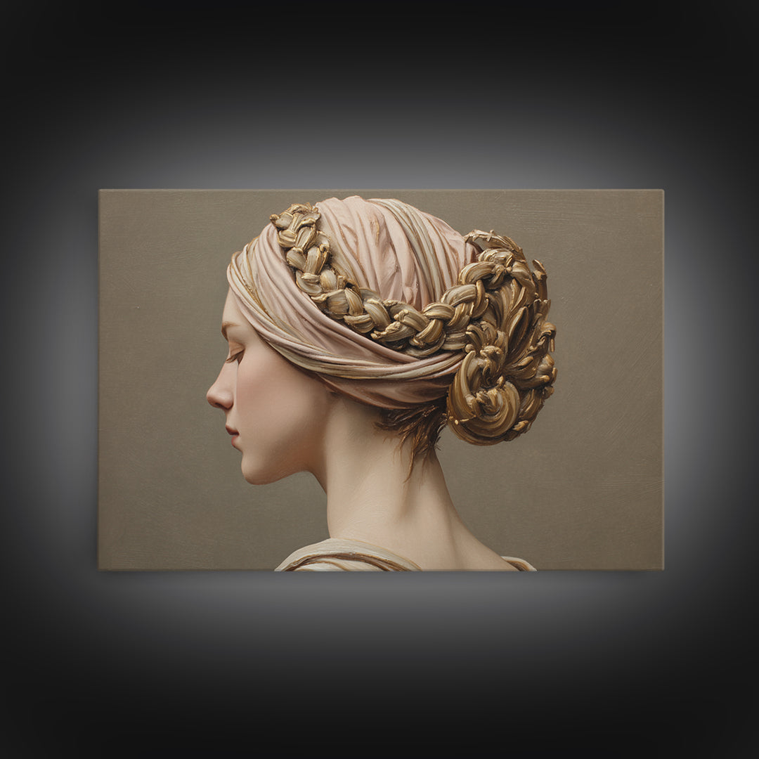 Braided Hairstyle Study Framed Canvas Print, Hair Salon Art, Modern Decor, Living Room Decor, Fine Art, Style, Wall Decor, HSA-3x2-87