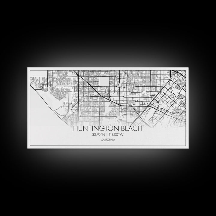 Huntington Beach City Map, California Map, Map Art, Modern Art, Wall Art, Canvas Art, Coastal Wall Art, Ocean Wall Art, Travel Gifts For Men