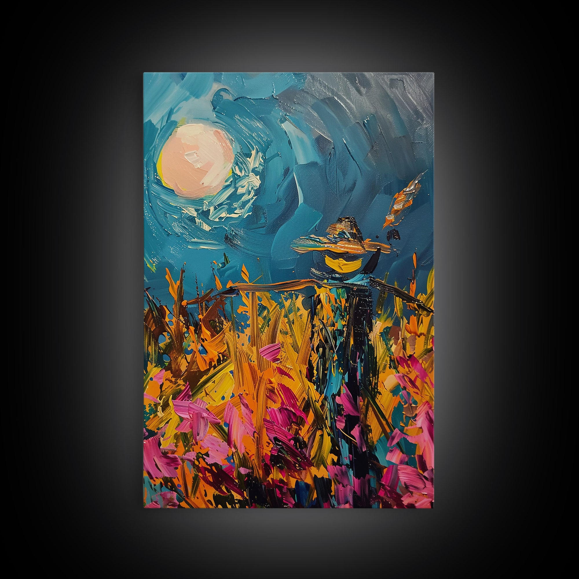 Halloween Ghostly Specter in Enchanted Forest Framed Canvas Print, Spooky Wall Art, Home Decor, Witch's Lair, Gift Idea, Midnight Haunt