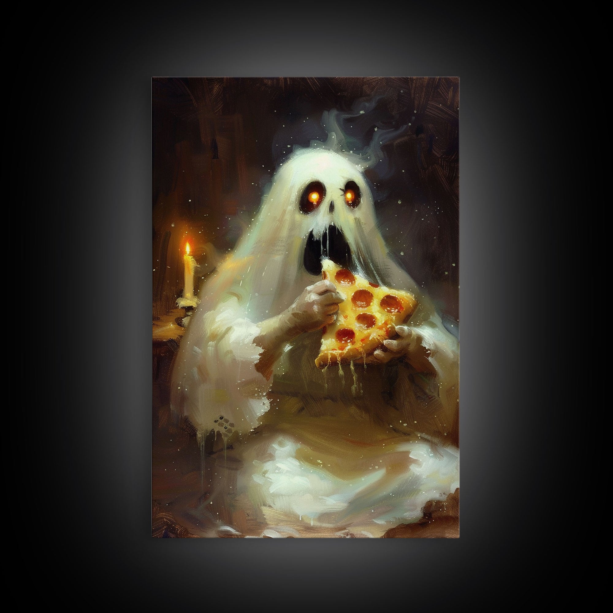 Halloween Skeleton Violinist Framed Canvas Print, Quirky Spooky Decor, Living Room Art, Fun Halloween Wall Art, Home Decor Vintage Style Art