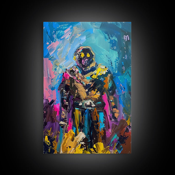 Colorful Abstract Skeleton Warrior - Unique Skeleton Art - Halloween Skeleton Print - Spooky Warrior Skeleton Decor