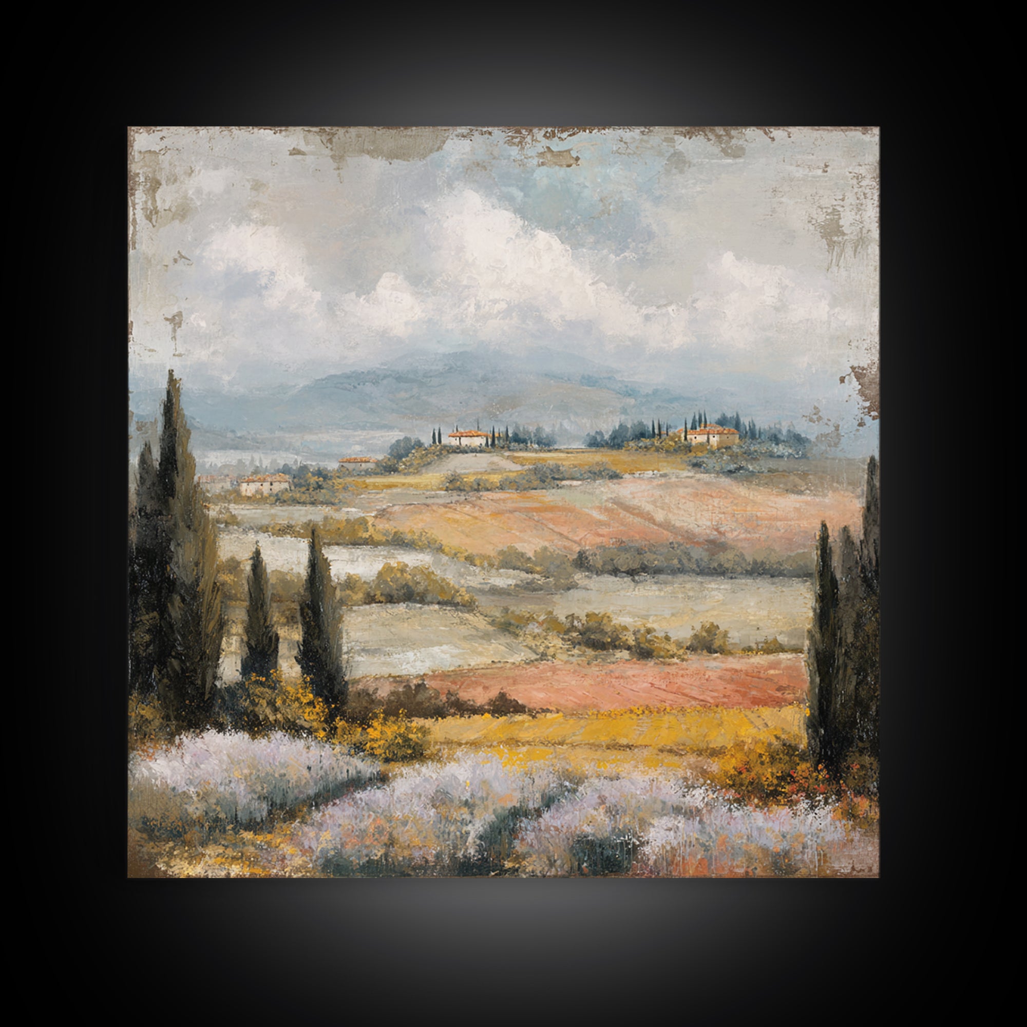 Sunset over Lavender Field Canvas Print, Impressionist Art, Landscape Wall Art, Living Room Decor, Fine Art, Impression, IMP-1x1-14