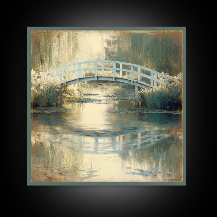 Water Garden Bridge Canvas Print, Impressionist Art, Abstract Painting, Living Room Decor, Fine Art, Impression, Modern Decor, IMP-1x1-18