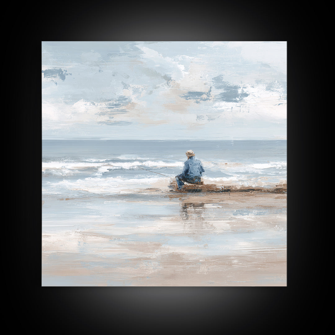 Coastal Beach Figures Canvas Print, Impressionist Art, Wall Art Framed, Living Room Decor, Fine Art, Impression, Flower Print, IMP-1x1-19