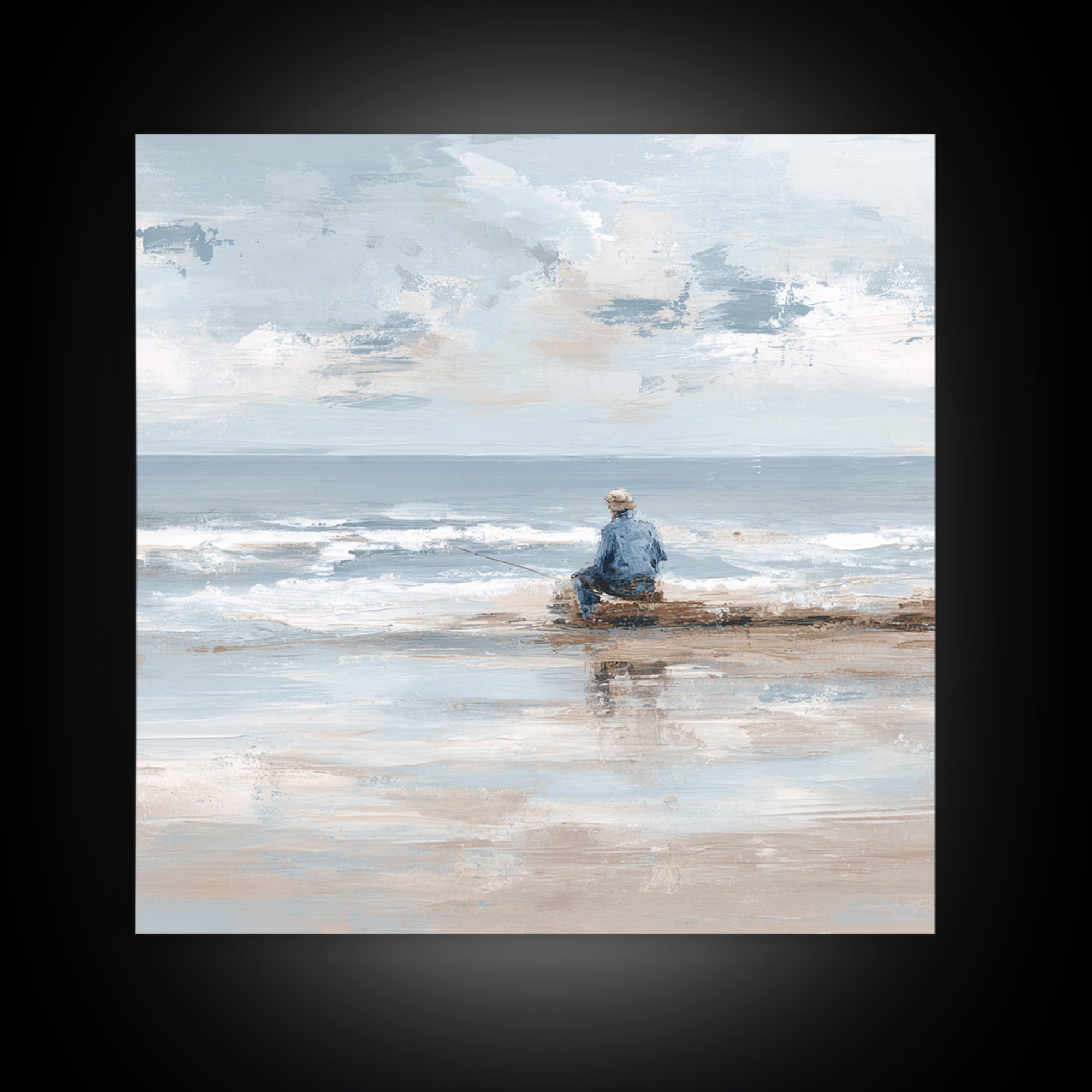 Coastal Beach Figures Canvas Print, Impressionist Art, Wall Art Framed, Living Room Decor, Fine Art, Impression, Flower Print, IMP-1x1-19