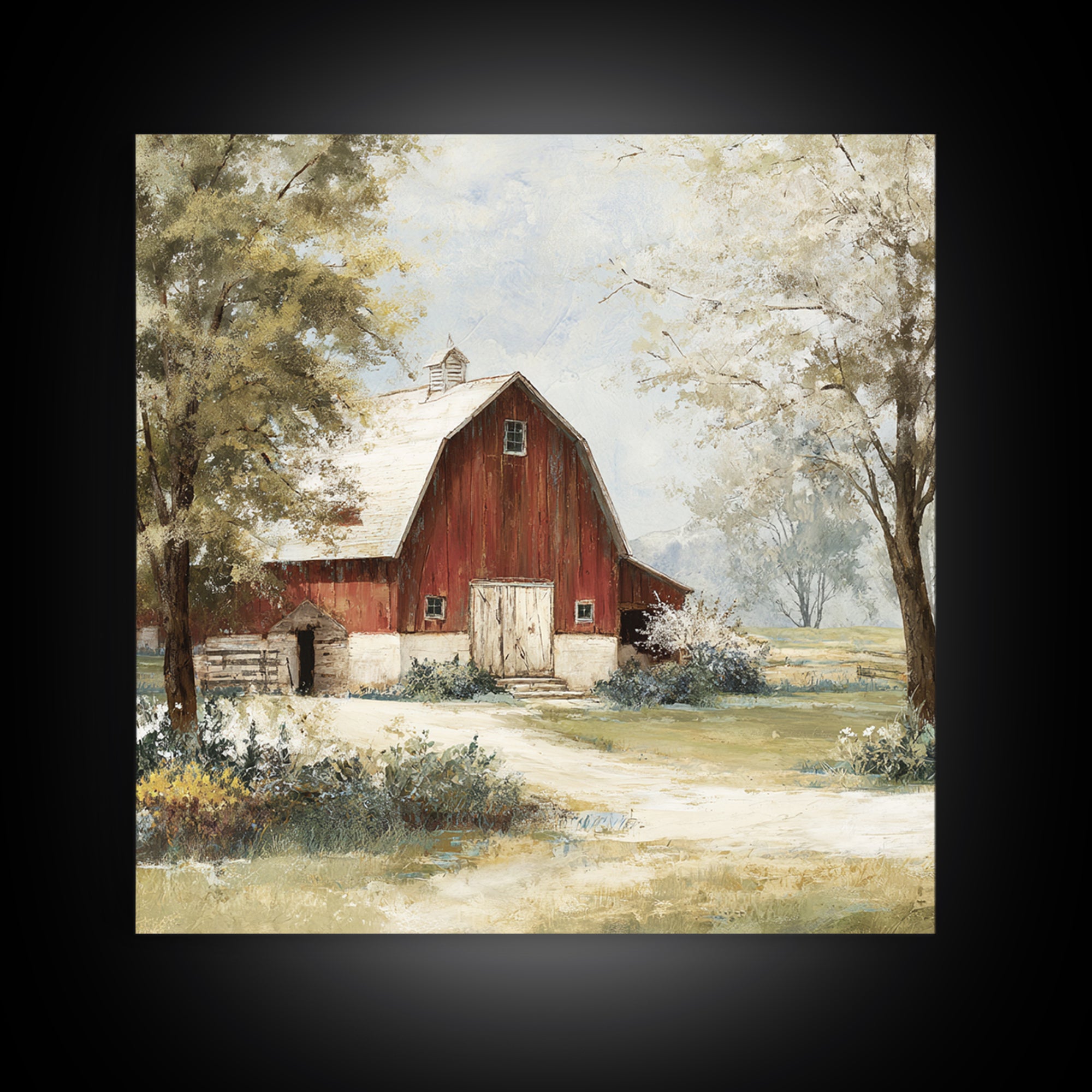Country Lane with Flickering Sunlight Canvas Print, Impressionist Art, Floral Wall Art, Living Room Decor, Oil Painting, IMP-1x1-22