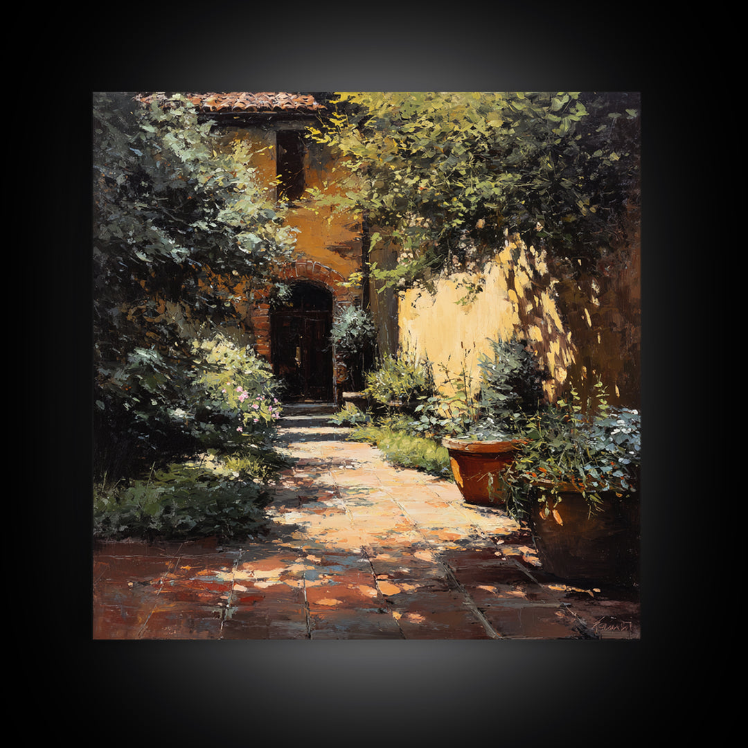 Garden Path Covered Canvas Print, Impressionist Art, Flower Print, Living Room Decor, Watercolor Art, Impression, IMP-1x1-26