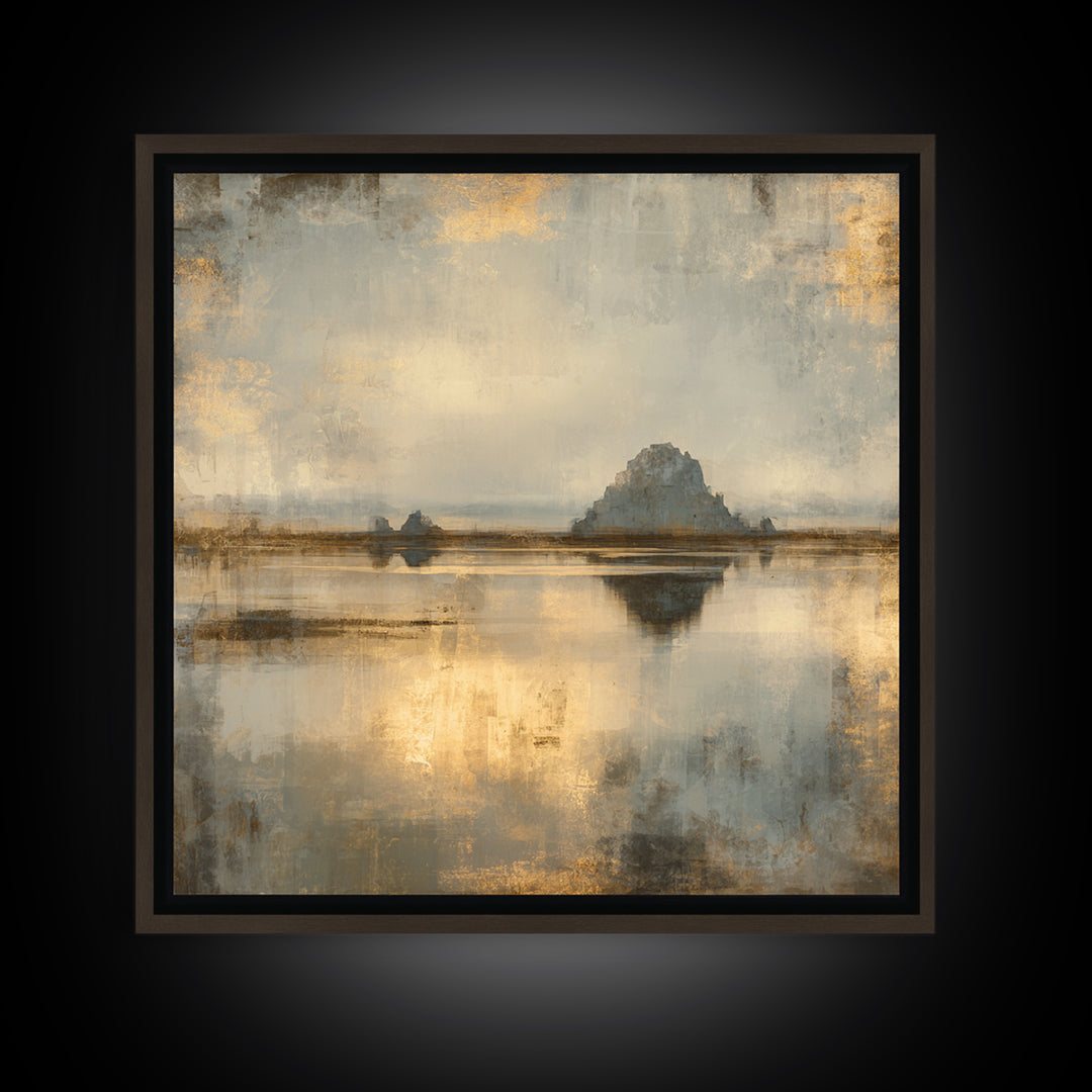 Haystacks Glowing at Golden Hour Framed Canvas Print, Impressionist Art, Oil Painting, Living Room Decor, Impression, IMP-1x1-28