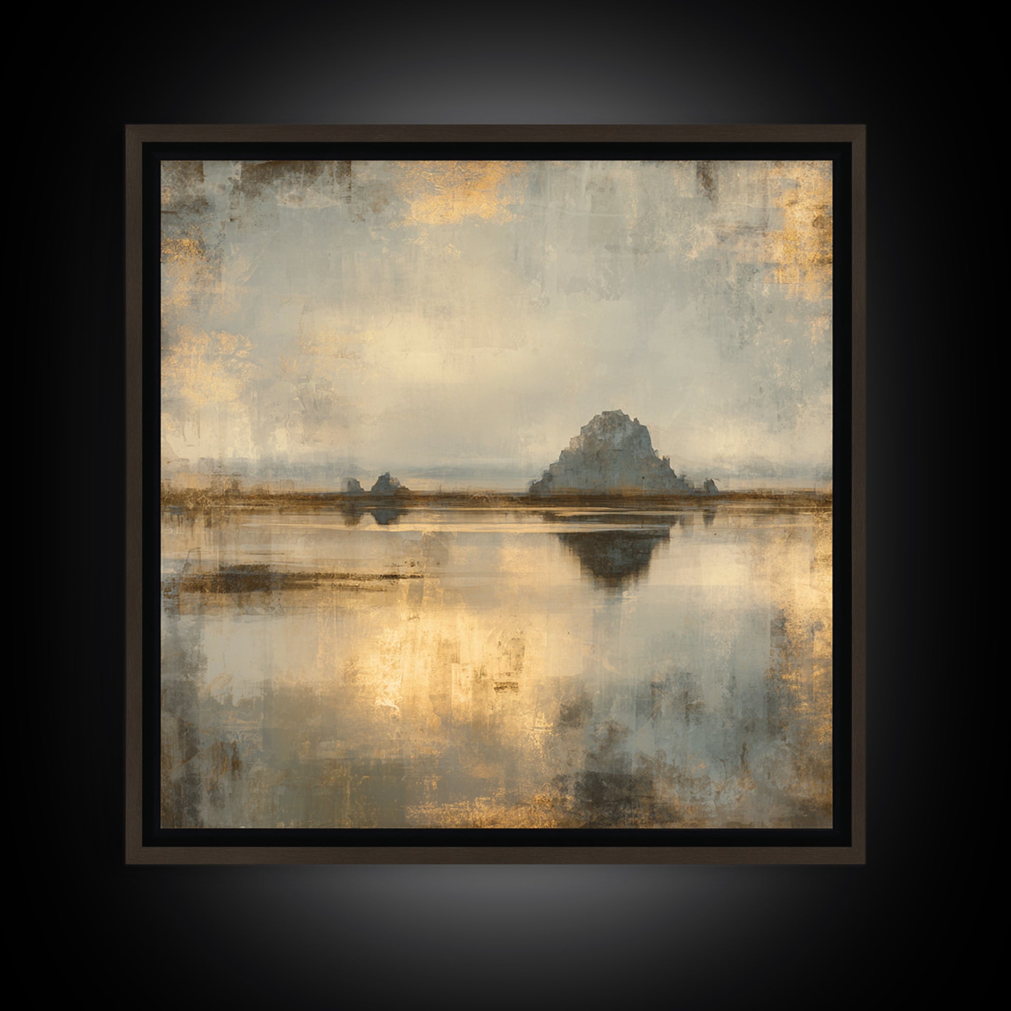 Haystacks Glowing at Golden Hour Framed Canvas Print, Impressionist Art, Oil Painting, Living Room Decor, Impression, IMP-1x1-28