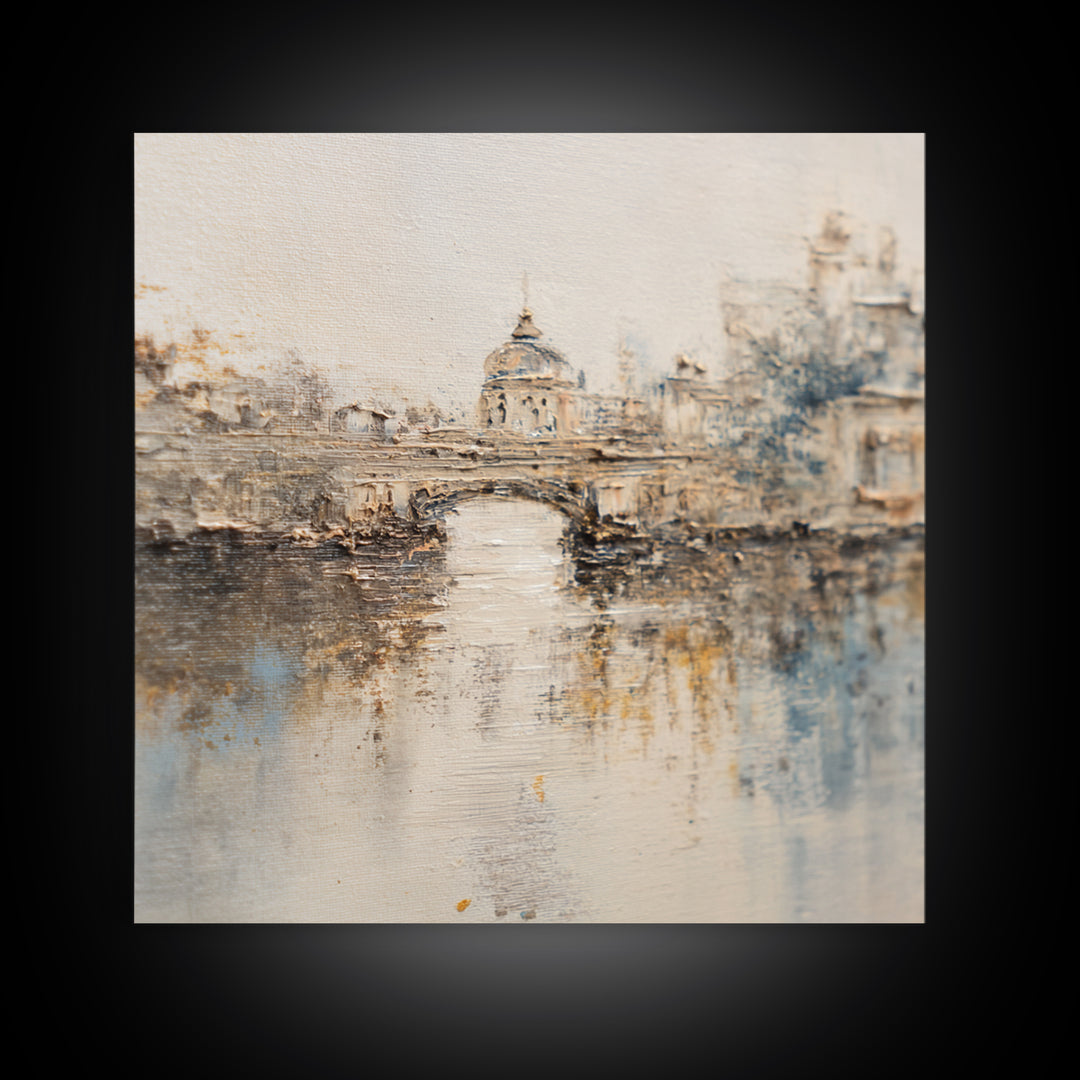 Paris Bridge Reflected Canvas Print, Impressionist Art, Living Room Wall Art, Living Room Decor, Fine Art, Impression, IMP-1x1-31
