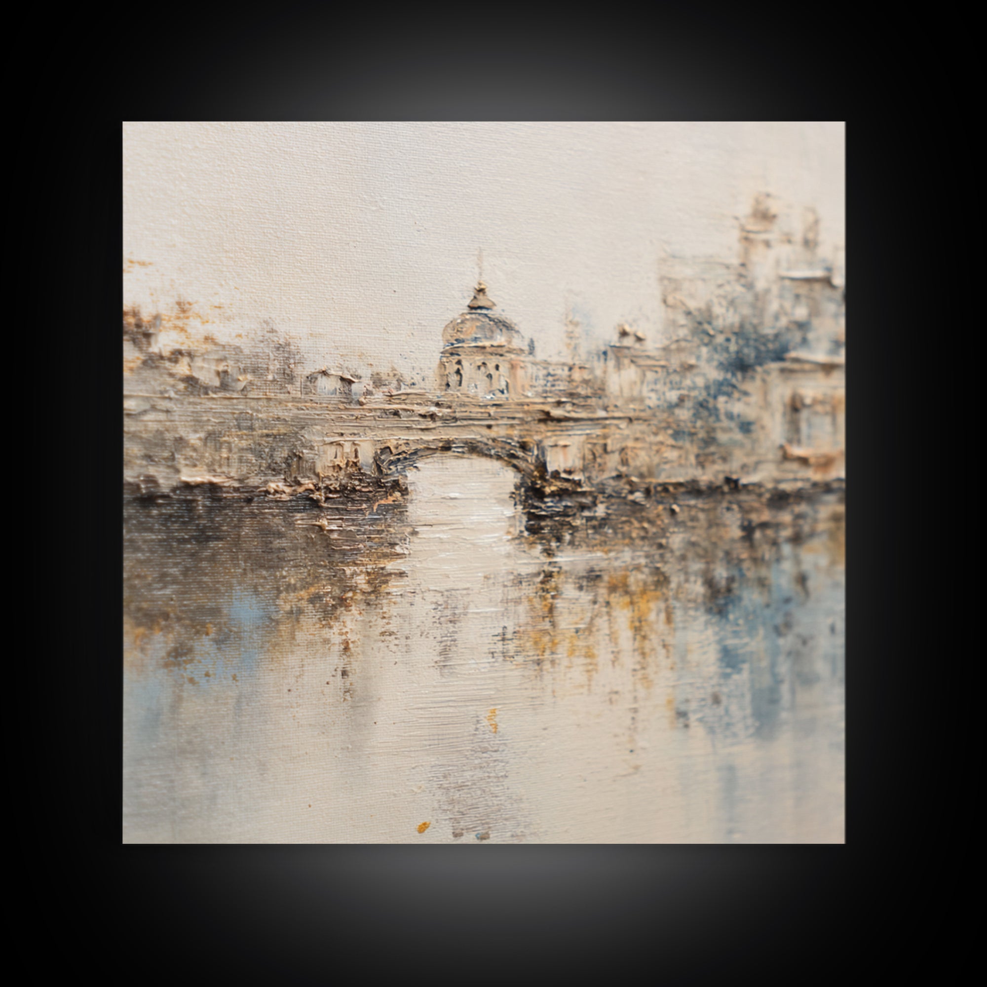 Paris Bridge Reflected Canvas Print, Impressionist Art, Living Room Wall Art, Living Room Decor, Fine Art, Impression, IMP-1x1-31