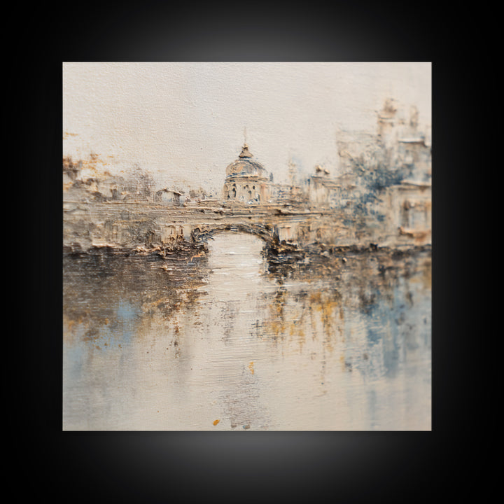 Paris Bridge Reflected Canvas Print, Impressionist Art, Living Room Wall Art, Living Room Decor, Fine Art, Impression, IMP-1x1-31
