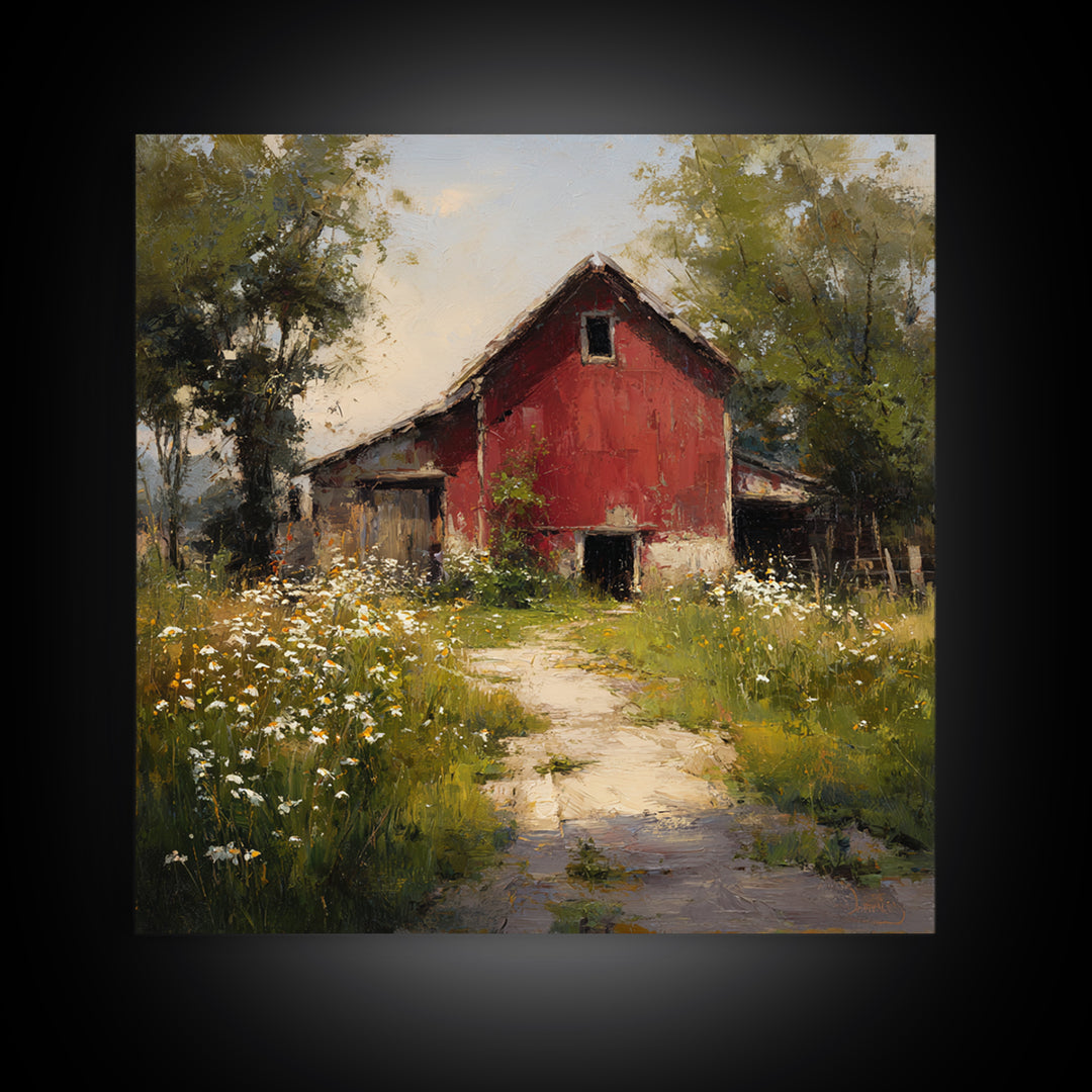 Country Lane with Flickering Sunlight Framed Canvas Print, Impressionist Art, Colorful Wall Art, Living Room Decor, Impression, IMP-1x1-46
