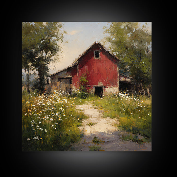 Country Lane with Flickering Sunlight Framed Canvas Print, Impressionist Art, Colorful Wall Art, Living Room Decor, Impression, IMP-1x1-46
