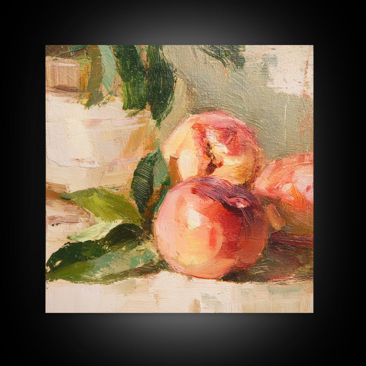 Still Life of Peaches Framed Canvas Print, Impressionist Art, Modern Wall Art, Living Room Decor, Fine Art, Impression, IMP-1x1-47