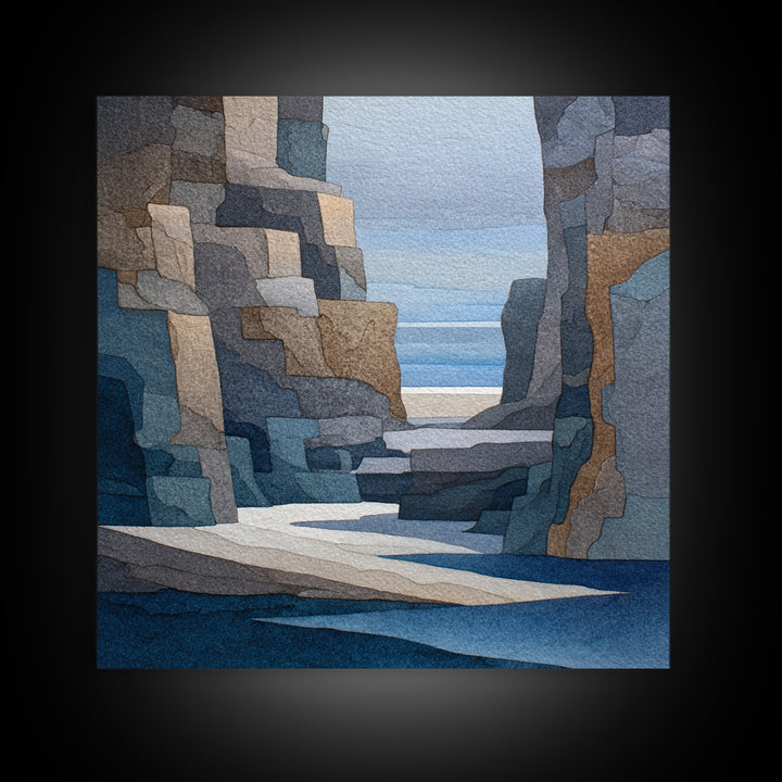 Soft Seaside Cliffs Canvas Print, Impressionist Art, Fine Art Print, Living Room Decor, Fine Art, Impression, Painting, IMP-1x1-5