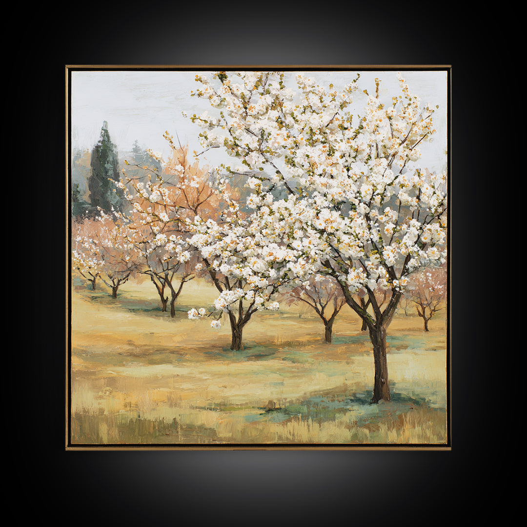 Spring Orchard with Blossoming Trees Canvas Print, Impressionist Art, Living Room Art, Living Room Decor, Oil Painting, IMP-1x1-54