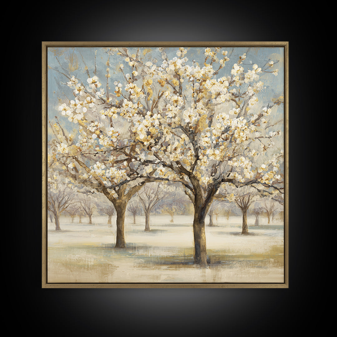 Spring Orchard with Blossoming Trees Canvas Print, Impressionist Art, Landscape Painting, Living Room Decor, Impression, IMP-1x1-6