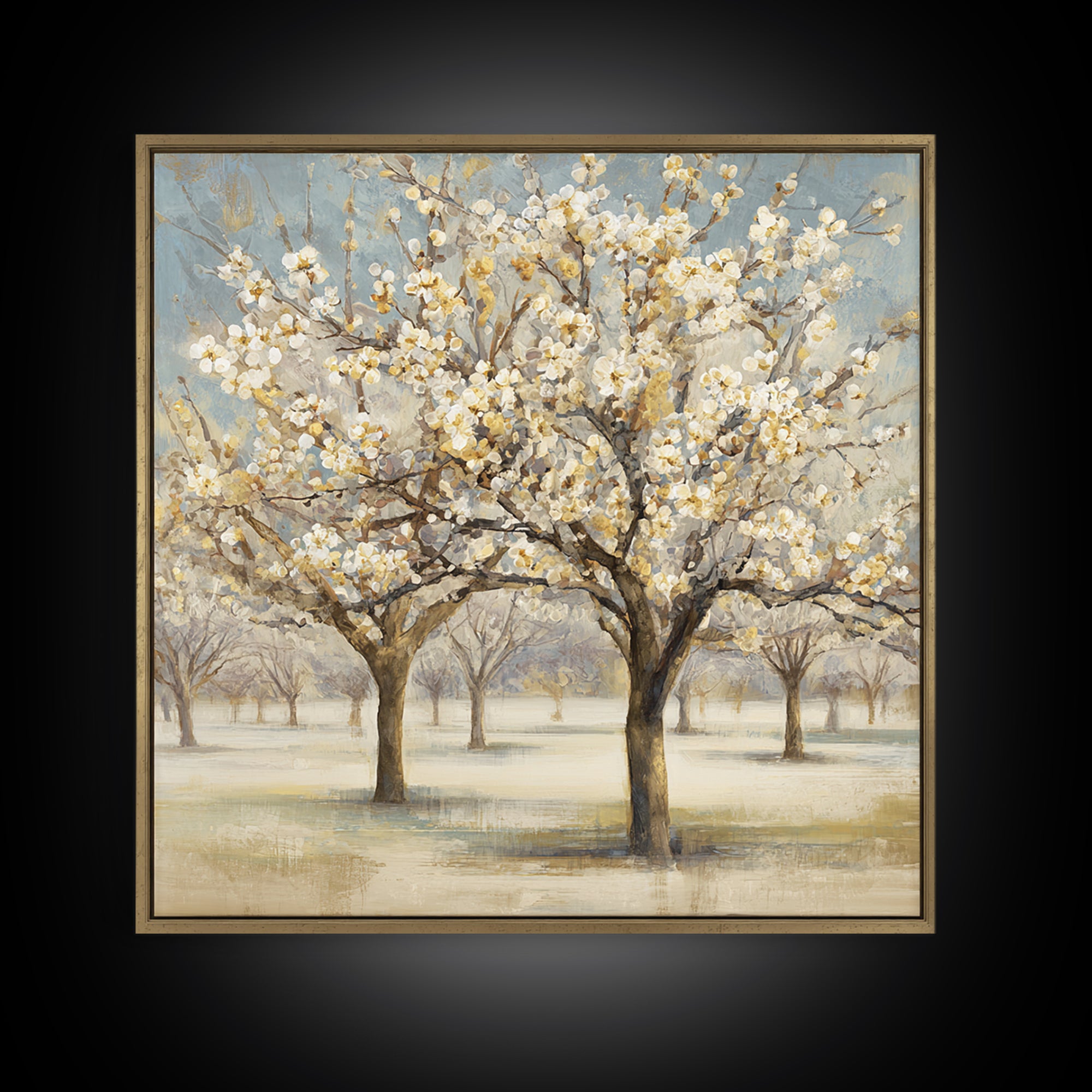 Spring Orchard with Blossoming Trees Canvas Print, Impressionist Art, Landscape Painting, Living Room Decor, Impression, IMP-1x1-6