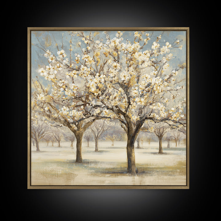 Spring Orchard with Blossoming Trees Canvas Print, Impressionist Art, Landscape Painting, Living Room Decor, Impression, IMP-1x1-6