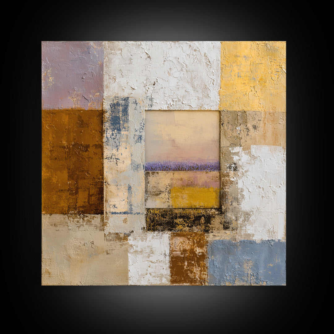 Sunset over Lavender Field Framed Canvas Print, Impressionist Art, Gallery Decor, Living Room Decor, Fine Art, Impression, IMP-1x1-62