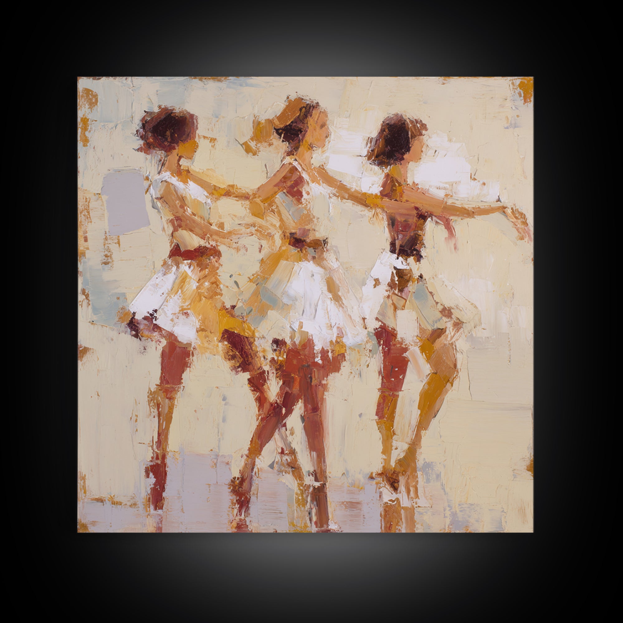 Dancers Suggested by Soft Moving Brushwork Canvas Print, Impressionist Art, Neutral Decor, Living Room Decor, Impression, IMP-1x1-63