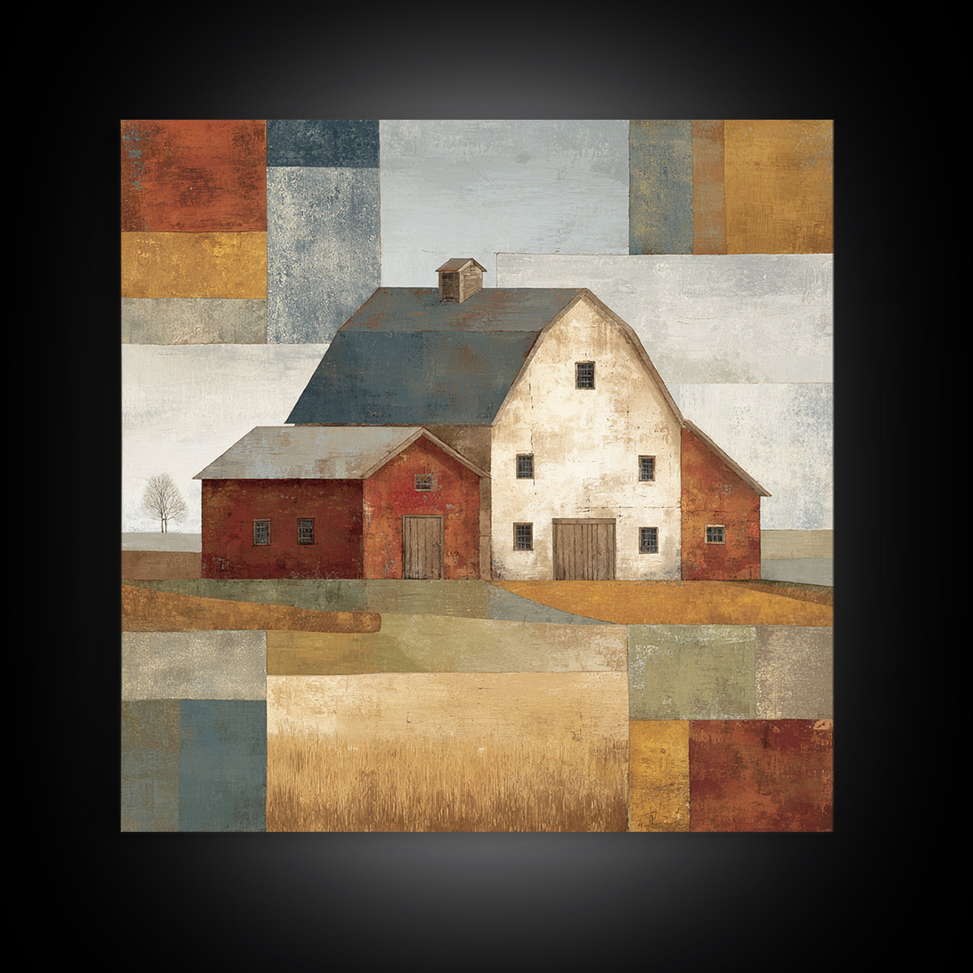 Country Lane with Flickering Sunlight Framed Canvas Print, Impressionist Art, Colorful Wall Art, Living Room Decor, Impression, IMP-1x1-70