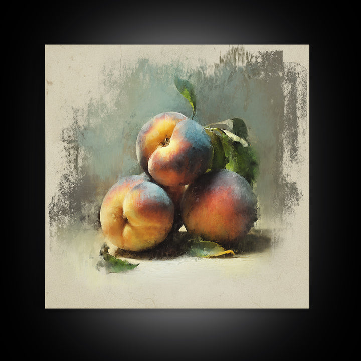 Still Life of Peaches Framed Canvas Print, Impressionist Art, Flower Print, Living Room Decor, Fine Art, Impression, IMP-1x1-71