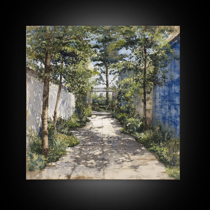 Garden Path Covered Framed Canvas Print, Impressionist Art, Fine Art Print, Living Room Decor, Watercolor Art, Impression, IMP-1x1-74