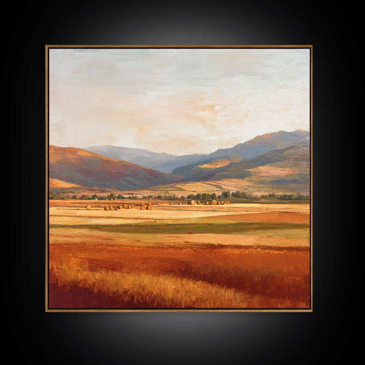 Haystacks Glowing at Golden Hour Canvas Print, Impressionist Art, Gallery Wall Art, Living Room Decor, Fine Art, Impression, IMP-1x1-76
