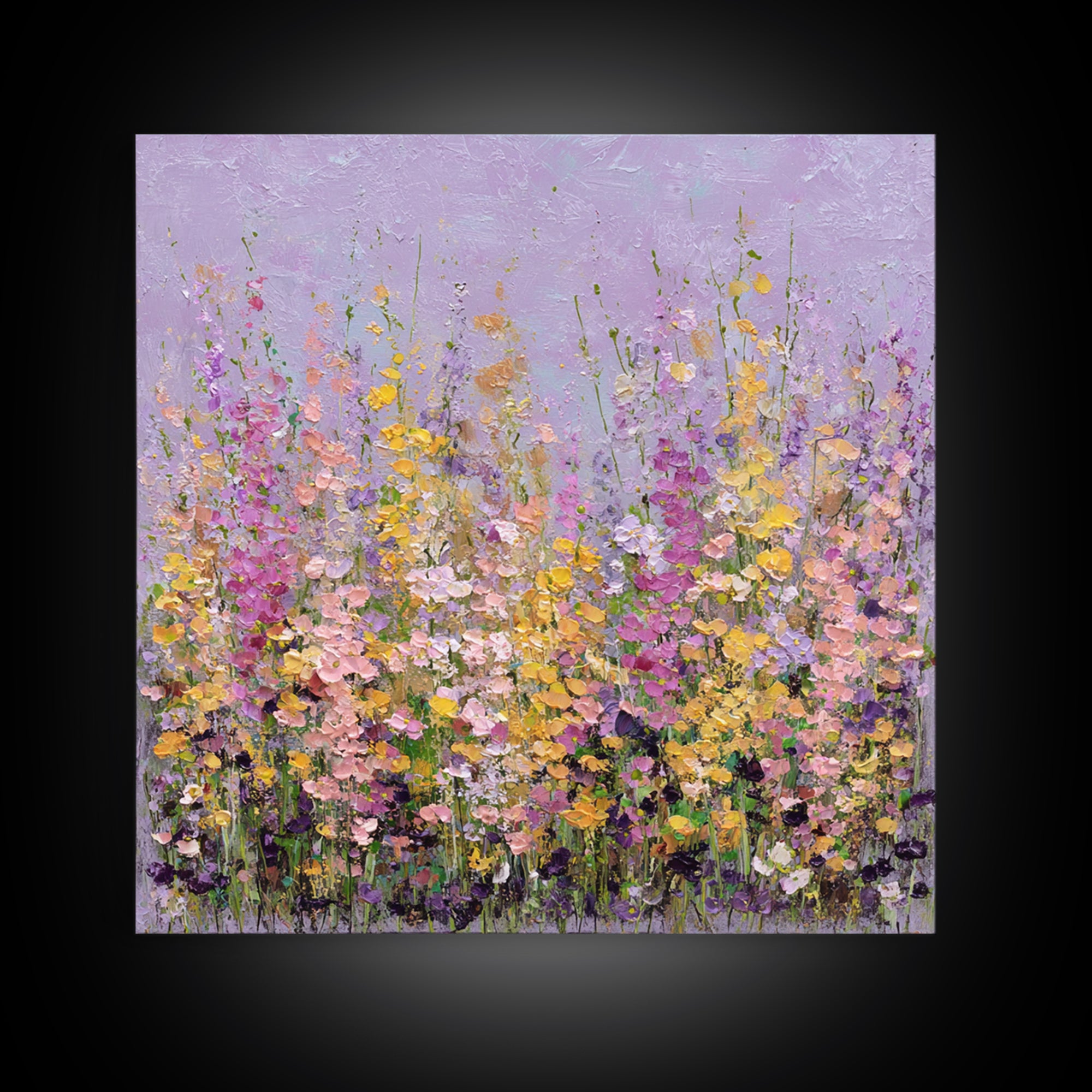 Wildflower Field in Loose Pastel Strokes Canvas Print, Impressionist Art, Fine Art Print, Living Room Decor, Impression, IMP-1x1-80