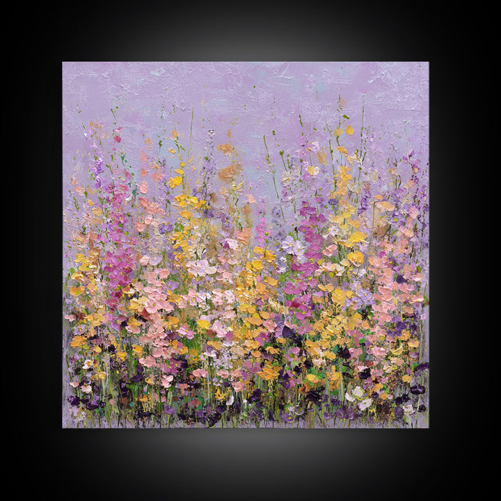 Wildflower Field in Loose Pastel Strokes Canvas Print, Impressionist Art, Fine Art Print, Living Room Decor, Impression, IMP-1x1-80