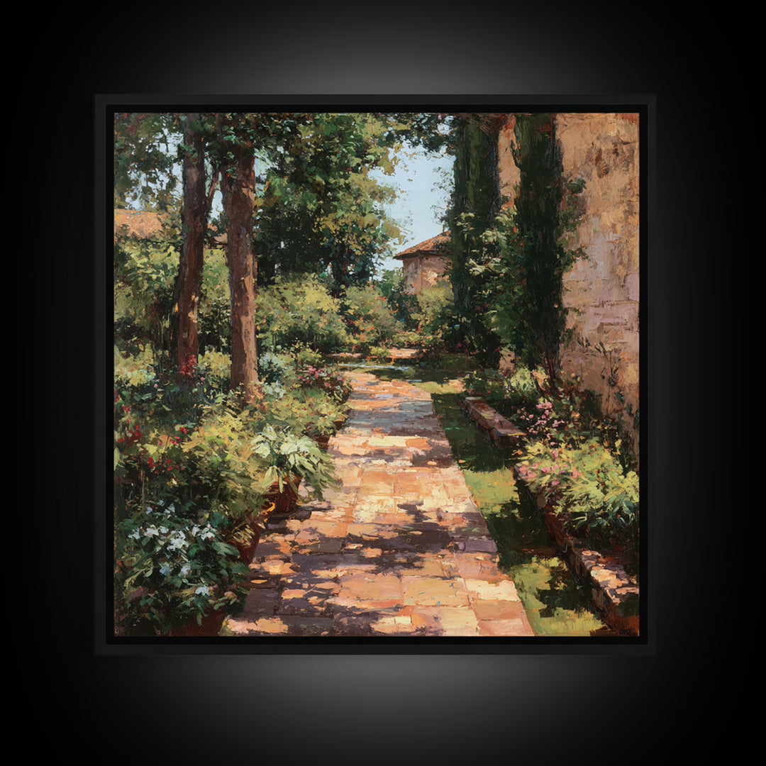 Garden Path Covered Canvas Print, Impressionist Art, Textured Painting, Living Room Decor, Fine Art, Impression, Original Art, IMP-1x1-98