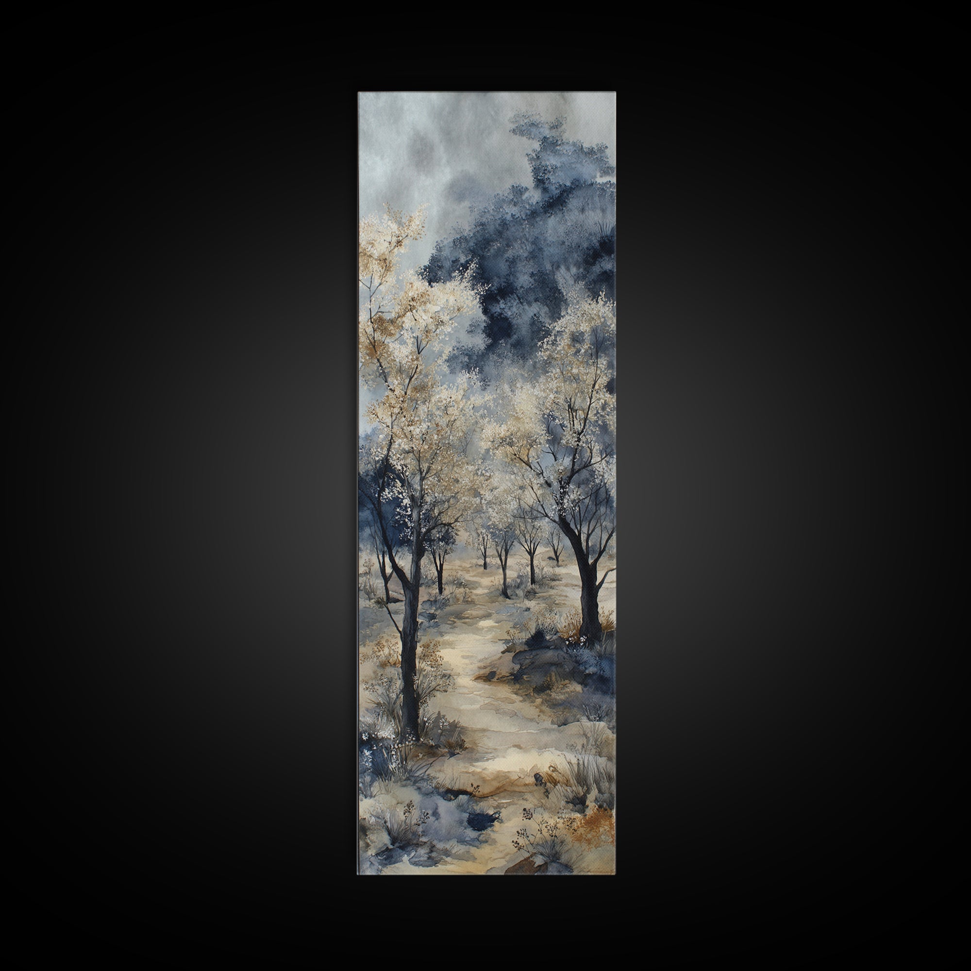 Spring Orchard with Blossoming Trees Canvas Print, Impressionist Art, Neutral Decor, Living Room Decor, Fine Art, Impression, IMP-1x3-18