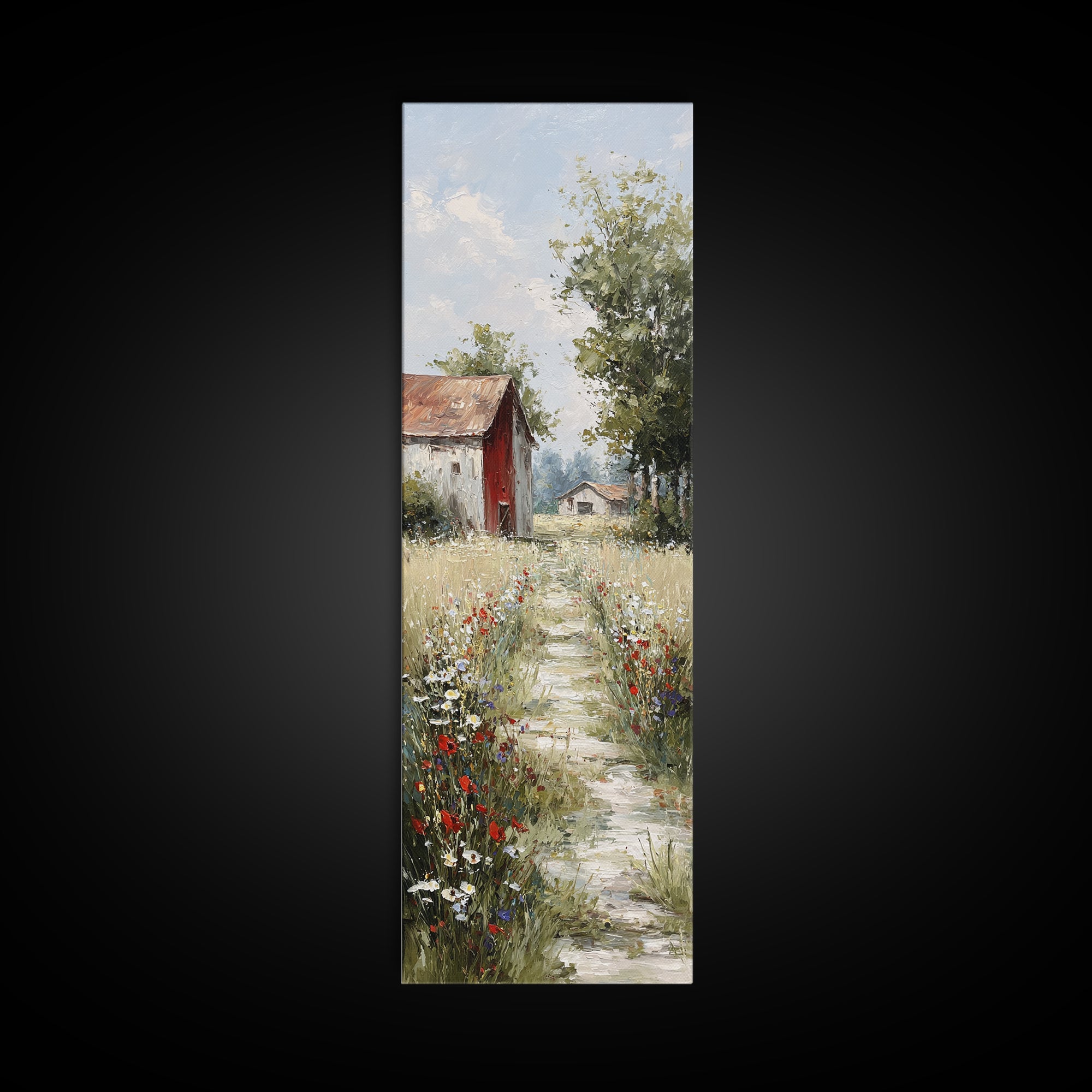 Country Lane with Flickering Sunlight Canvas Print, Impressionist Art, Floral Print, Living Room Decor, Impression, IMP-1x3-34