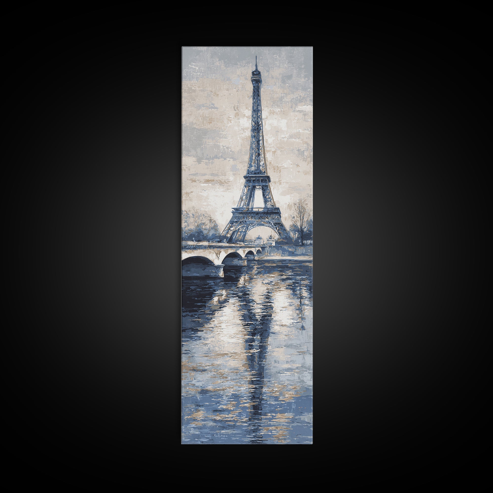 Paris Bridge Reflected Canvas Print, Impressionist Art, Living Room Wall Art, Living Room Decor, Fine Art, Impression, IMP-1x3-43