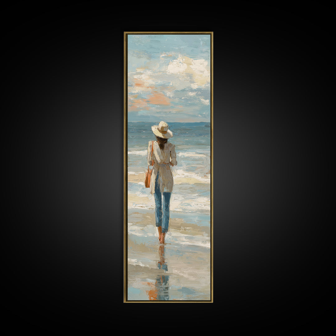 Coastal Beach Figures Canvas Print, Impressionist Art, Floral Wall Art, Living Room Decor, Fine Art, Impression, Fine Art Print, IMP-1x3-55