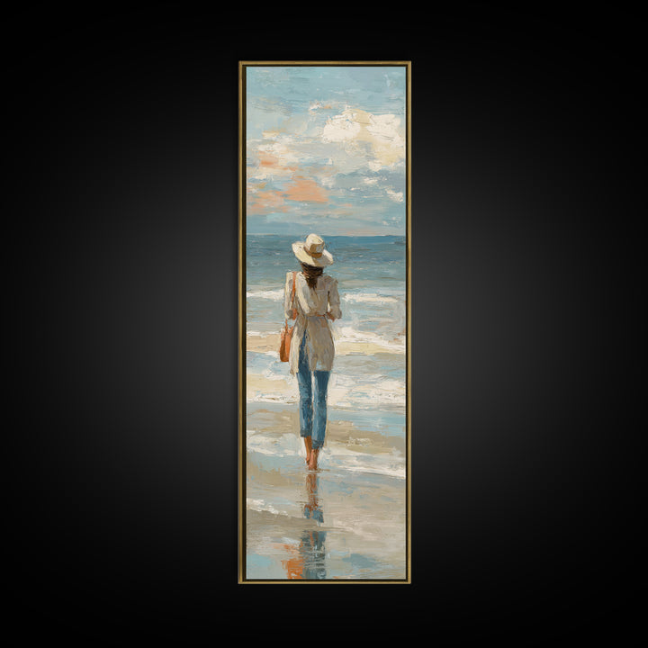 Coastal Beach Figures Canvas Print, Impressionist Art, Floral Wall Art, Living Room Decor, Fine Art, Impression, Fine Art Print, IMP-1x3-55