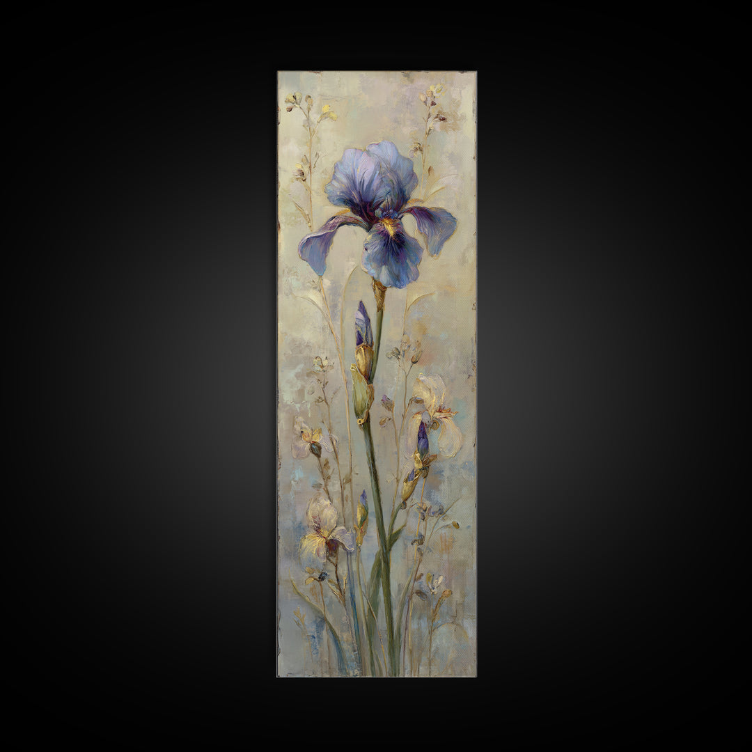 Iris Garden with Blue Violet Strokes Canvas Print, Impressionist Art, Modern Wall Art, Living Room Decor, Fine Art, Impression, IMP-1x3-56