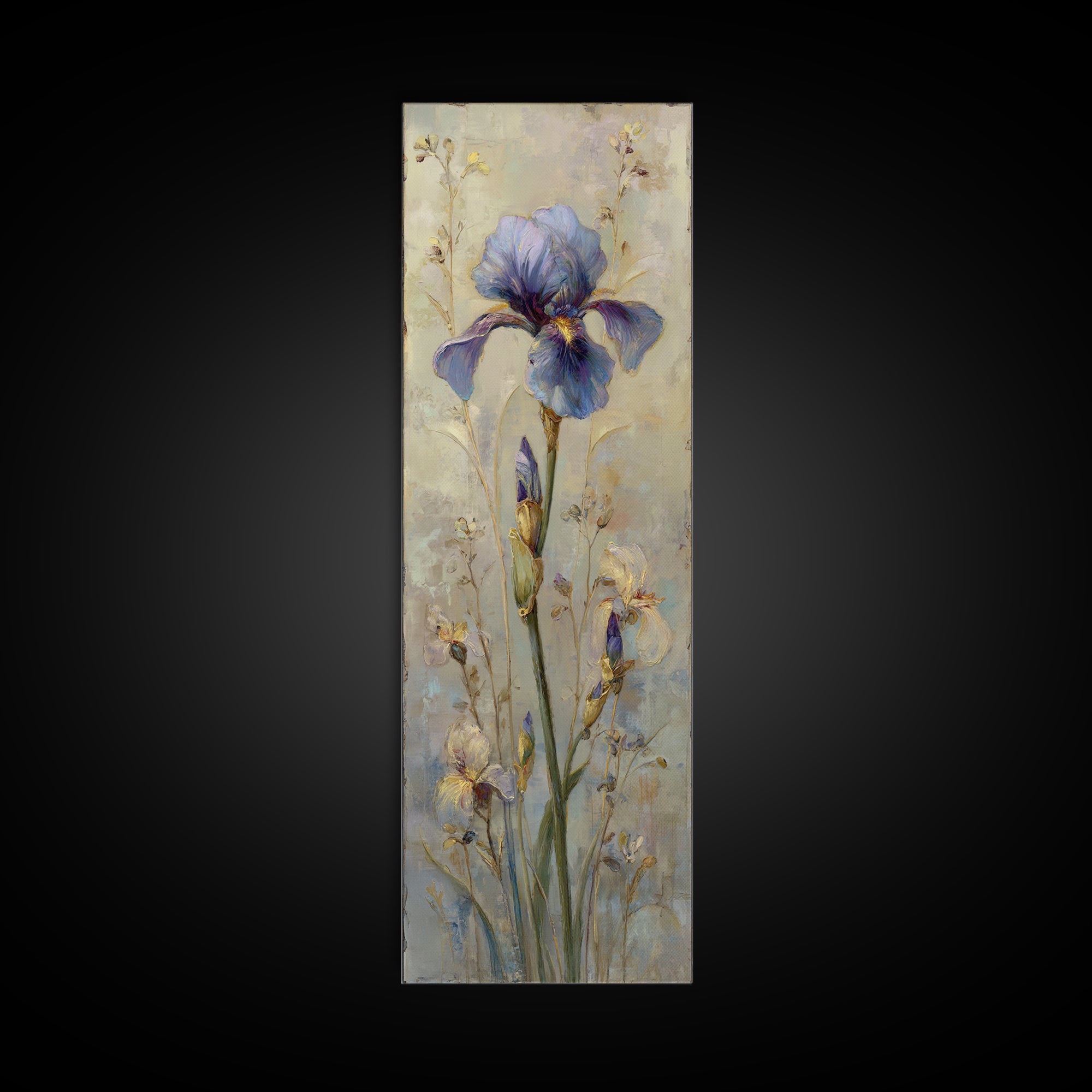 Iris Garden with Blue Violet Strokes Canvas Print, Impressionist Art, Modern Wall Art, Living Room Decor, Fine Art, Impression, IMP-1x3-56