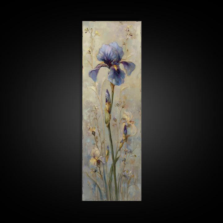 Iris Garden with Blue Violet Strokes Canvas Print, Impressionist Art, Modern Wall Art, Living Room Decor, Fine Art, Impression, IMP-1x3-56