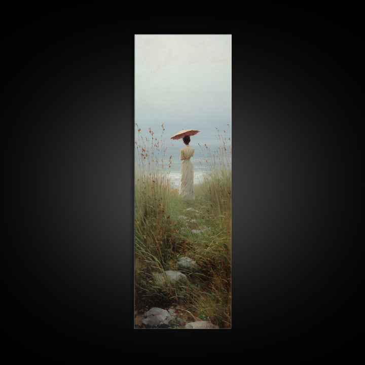 Woman with Parasol in Breezy Meadow Canvas Print, Impressionist Art, Living Room Art, Living Room Decor, Oil Painting, IMP-1x3-63